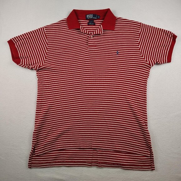 Polo Ralph Lauren Trim Fit Cotton Shirt Mens Medium Red Striped - Picture 1 of 8